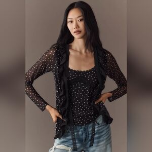 Maeve Lace-Trim Sheer Cardigan Top